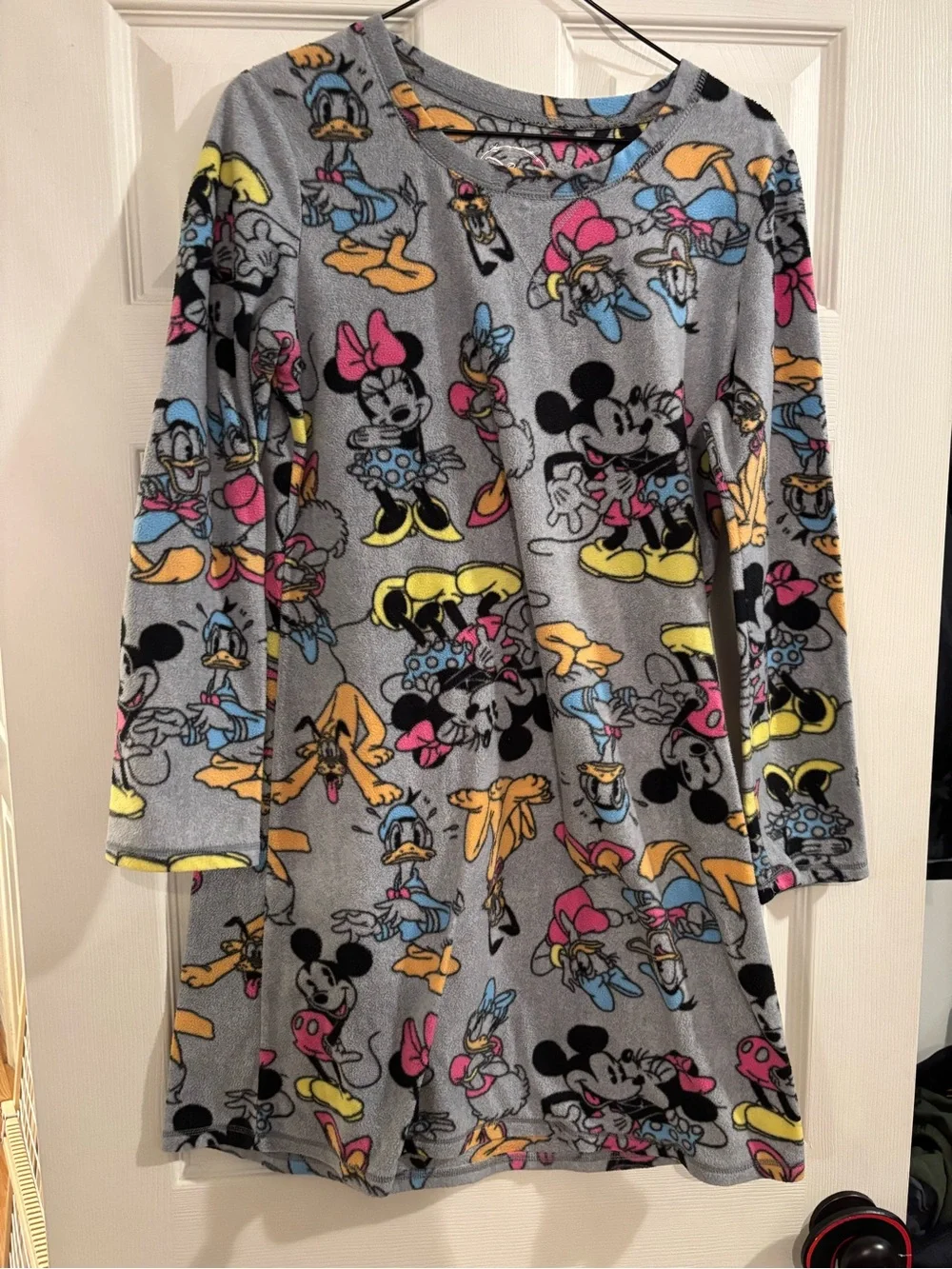 Disney Kids' Grey Minnie & Friends Fleece Pajama Nightgown